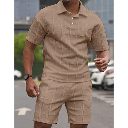 🔥49% OFF🌟Men Solid Color Casual Short Sleeve Set