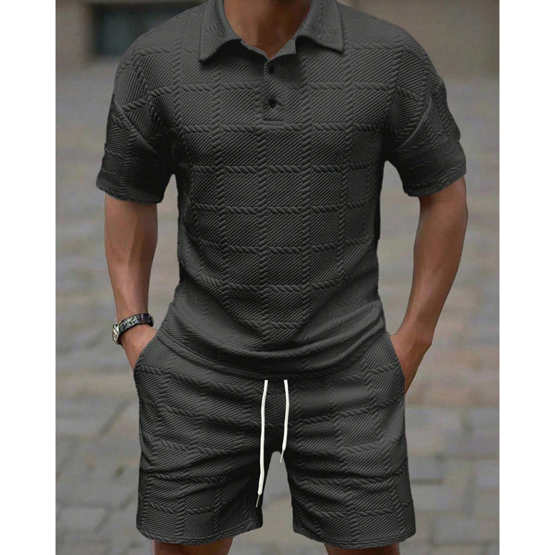 🔥49% OFF🌟Men Solid Color Casual Short Sleeve Set