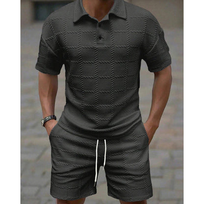 🔥49% OFF🌟Men Solid Color Casual Short Sleeve Set