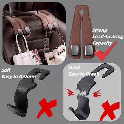 🏆Limited-time Offer🚗Premium Faux Leather Headrest Hooks – Smart, Stylish & Tool-Free Car Storage for Bags, Coats & More✨