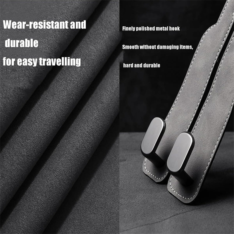 🏆Limited-time Offer🚗Premium Faux Leather Headrest Hooks – Smart, Stylish & Tool-Free Car Storage for Bags, Coats & More✨