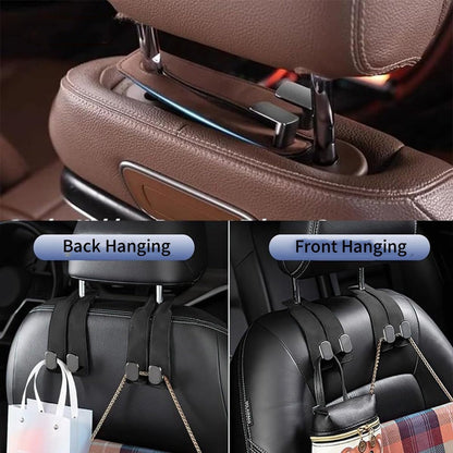 🏆Limited-time Offer🚗Premium Faux Leather Headrest Hooks – Smart, Stylish & Tool-Free Car Storage for Bags, Coats & More✨