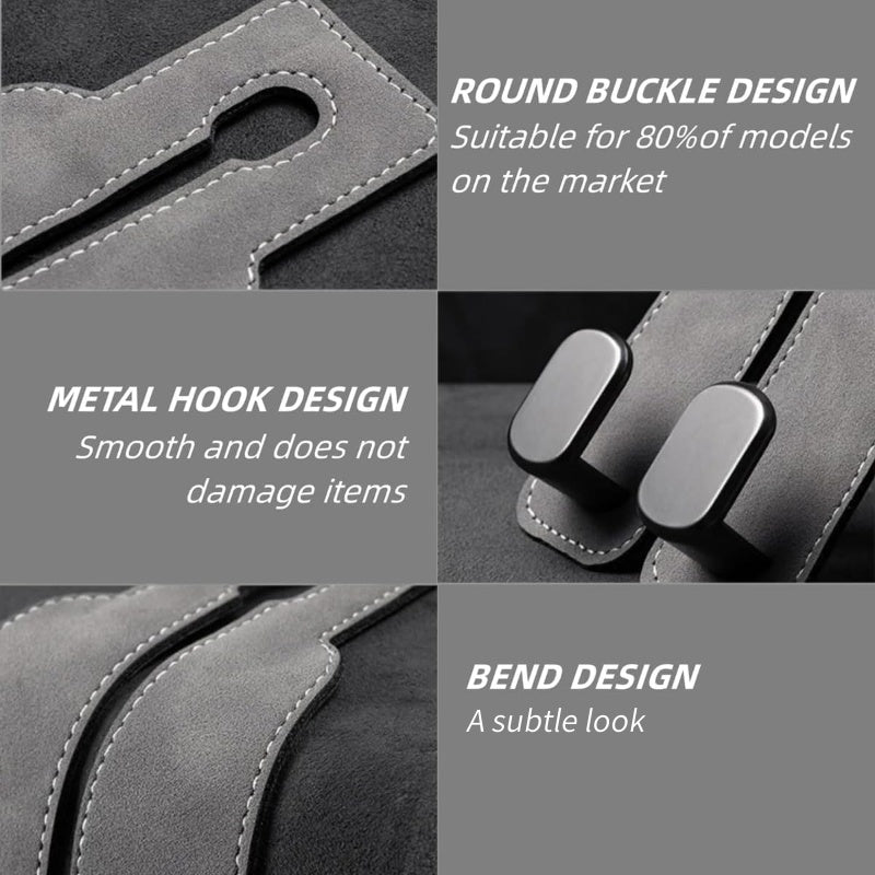 🏆Limited-time Offer🚗Premium Faux Leather Headrest Hooks – Smart, Stylish & Tool-Free Car Storage for Bags, Coats & More✨