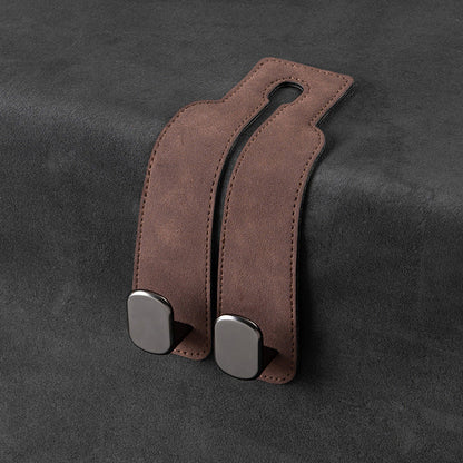 🏆Limited-time Offer🚗Premium Faux Leather Headrest Hooks – Smart, Stylish & Tool-Free Car Storage for Bags, Coats & More✨