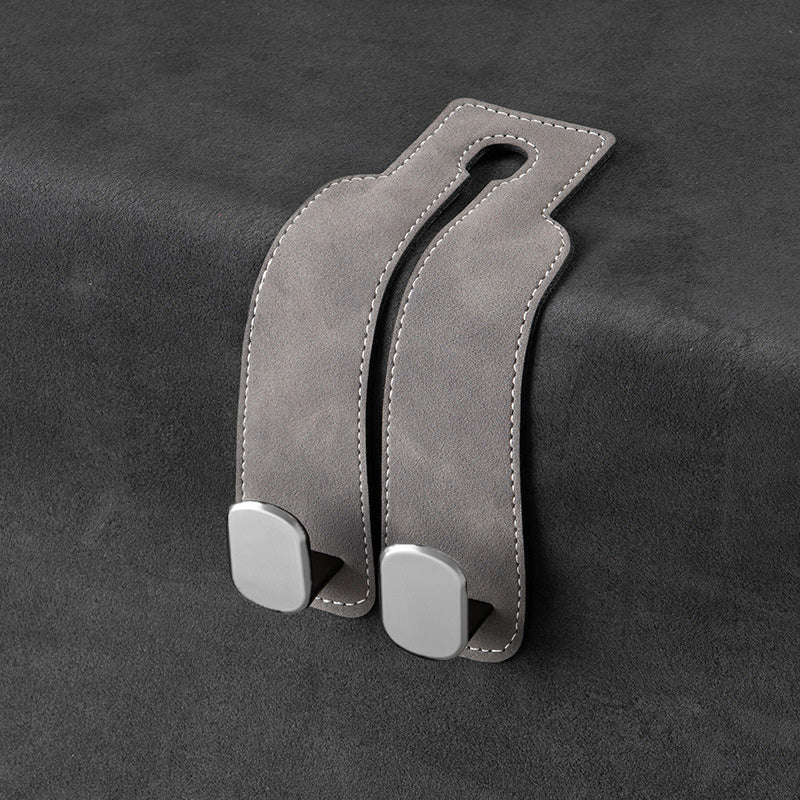 🏆Limited-time Offer🚗Premium Faux Leather Headrest Hooks – Smart, Stylish & Tool-Free Car Storage for Bags, Coats & More✨