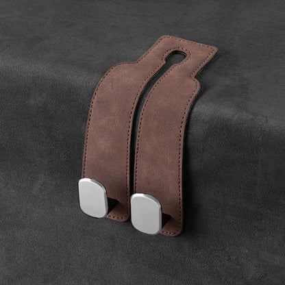 🏆Limited-time Offer🚗Premium Faux Leather Headrest Hooks – Smart, Stylish & Tool-Free Car Storage for Bags, Coats & More✨
