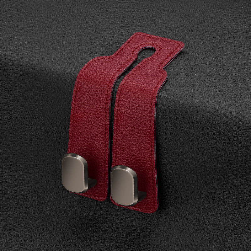 🏆Limited-time Offer🚗Premium Faux Leather Headrest Hooks – Smart, Stylish & Tool-Free Car Storage for Bags, Coats & More✨