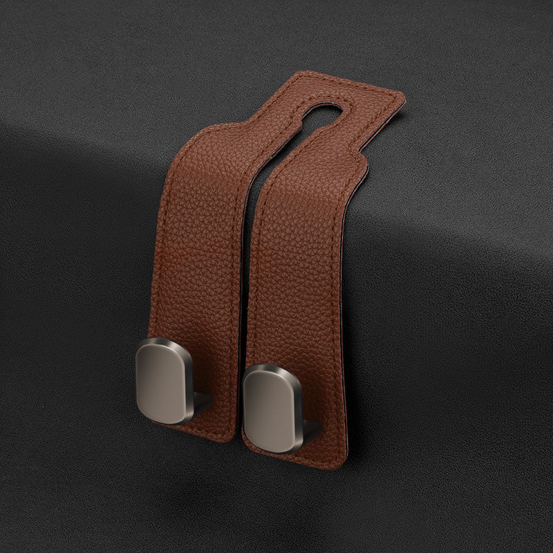 🏆Limited-time Offer🚗Premium Faux Leather Headrest Hooks – Smart, Stylish & Tool-Free Car Storage for Bags, Coats & More✨