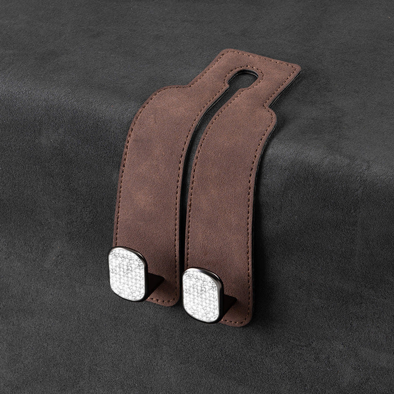 🏆Limited-time Offer🚗Premium Faux Leather Headrest Hooks – Smart, Stylish & Tool-Free Car Storage for Bags, Coats & More✨