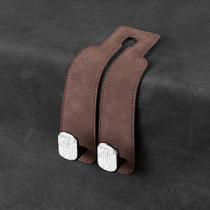🏆Limited-time Offer🚗Premium Faux Leather Headrest Hooks – Smart, Stylish & Tool-Free Car Storage for Bags, Coats & More✨