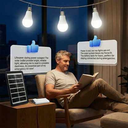 📢📢49% OFF !! ⏰Solar Powered LED Lighting System with 3 Bulbs
