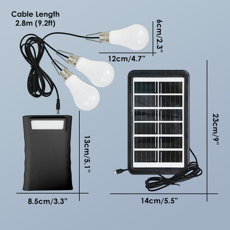 📢📢49% OFF !! ⏰Solar Powered LED Lighting System with 3 Bulbs