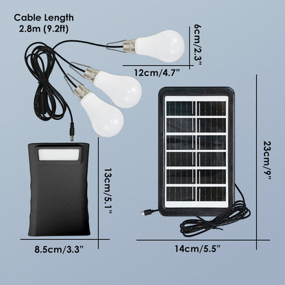 📢📢49% OFF !! ⏰Solar Powered LED Lighting System with 3 Bulbs