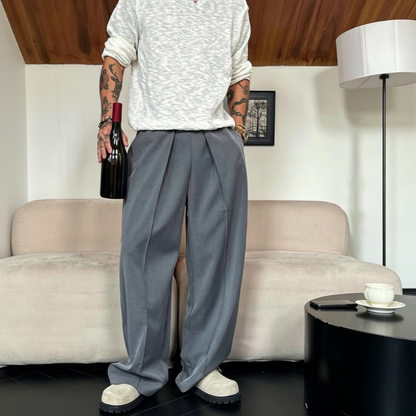 👖 LIMITED-TIME 49% OFF! ✨ Men's Wide-Leg Trousers – Pleated, Elastic Waist, Drapey, Casual ✨