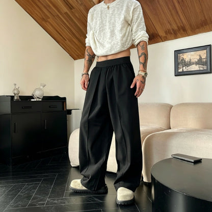 👖 LIMITED-TIME 49% OFF! ✨ Men's Wide-Leg Trousers – Pleated, Elastic Waist, Drapey, Casual ✨