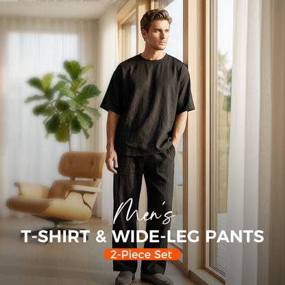 🔥Last Day Sale 49% OFF⏰👔Men's T-Shirt & Wide-Leg Pants 2-Piece Set🎁