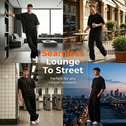 🔥Last Day Sale 49% OFF⏰👔Men's T-Shirt & Wide-Leg Pants 2-Piece Set🎁