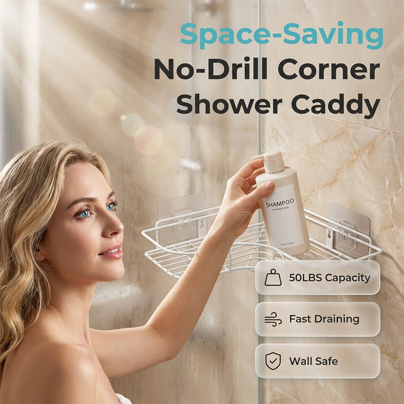 🥳2026 HOT SALE🥳💞50K+ SOLD!🚿🧴 49% OFF!🛁Space-Saving No-Drill Corner Shower Caddy✨