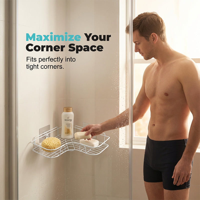 🥳2026 HOT SALE🥳💞50K+ SOLD!🚿🧴 49% OFF!🛁Space-Saving No-Drill Corner Shower Caddy✨
