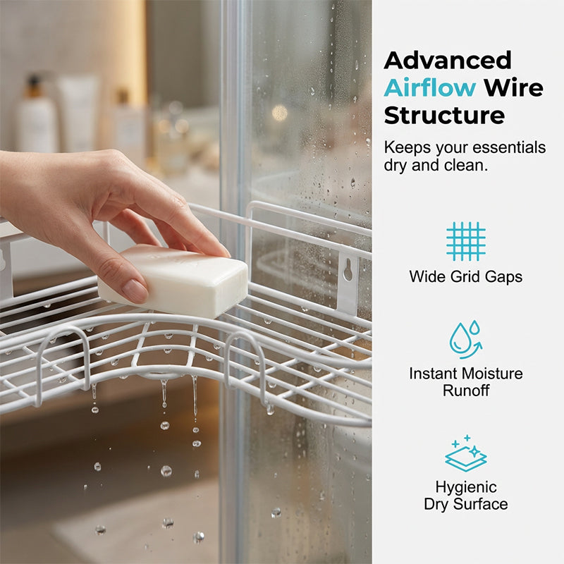 🥳2026 HOT SALE🥳💞50K+ SOLD!🚿🧴 49% OFF!🛁Space-Saving No-Drill Corner Shower Caddy✨
