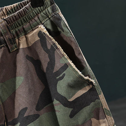 🩳 Men’s Studded Camo Cargo Shorts ✅ Distressed Style & Multi-Pocket Comfort | Rugged Streetwear Look 🔥