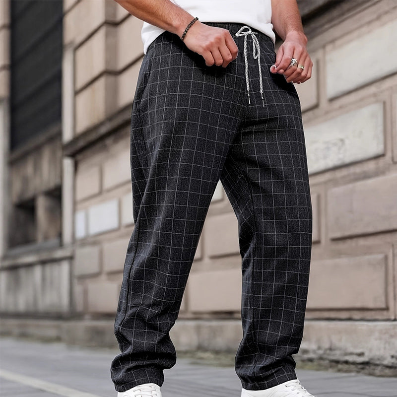 🔥2026 New Arrival ＆ Hot Sale ＆ 48％ Off🔥Men's Plus Size Plaid Drawstring Trousers
