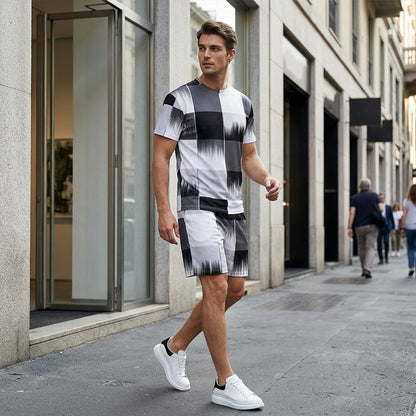 🔥2026 New Arrival ＆ Summer Hot Sale ＆ 49％ Off🔥Men's Abstract Print T-Shirt & Shorts Set