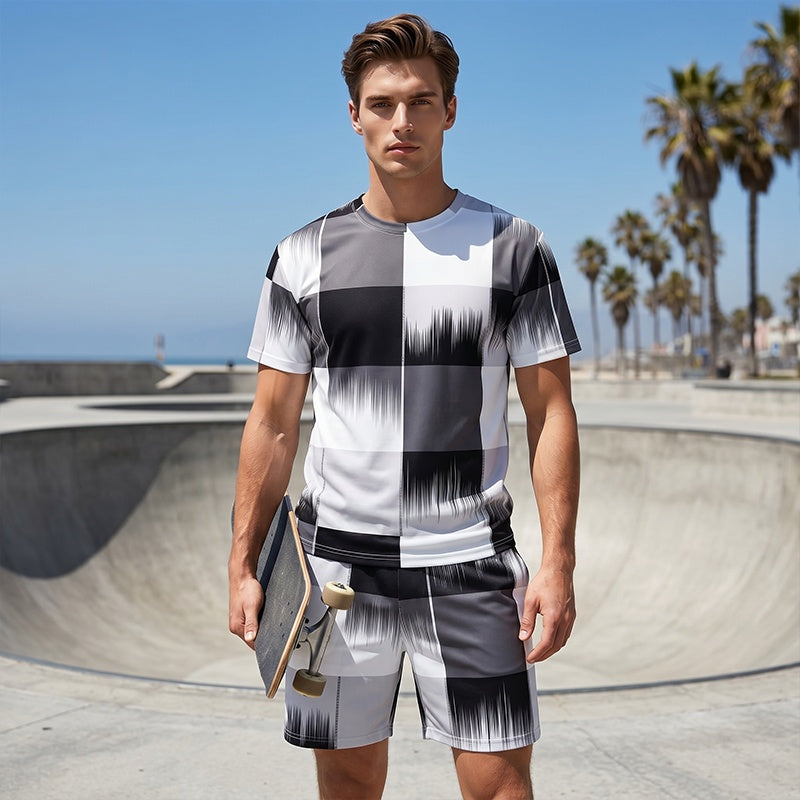 🔥2026 New Arrival ＆ Summer Hot Sale ＆ 49％ Off🔥Men's Abstract Print T-Shirt & Shorts Set