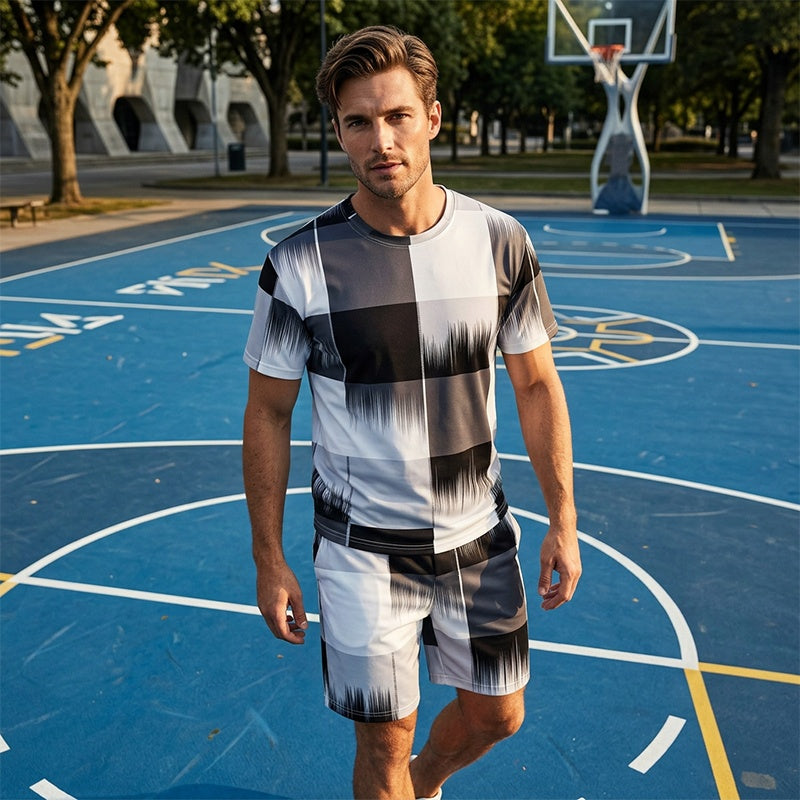 🔥2026 New Arrival ＆ Summer Hot Sale ＆ 49％ Off🔥Men's Abstract Print T-Shirt & Shorts Set