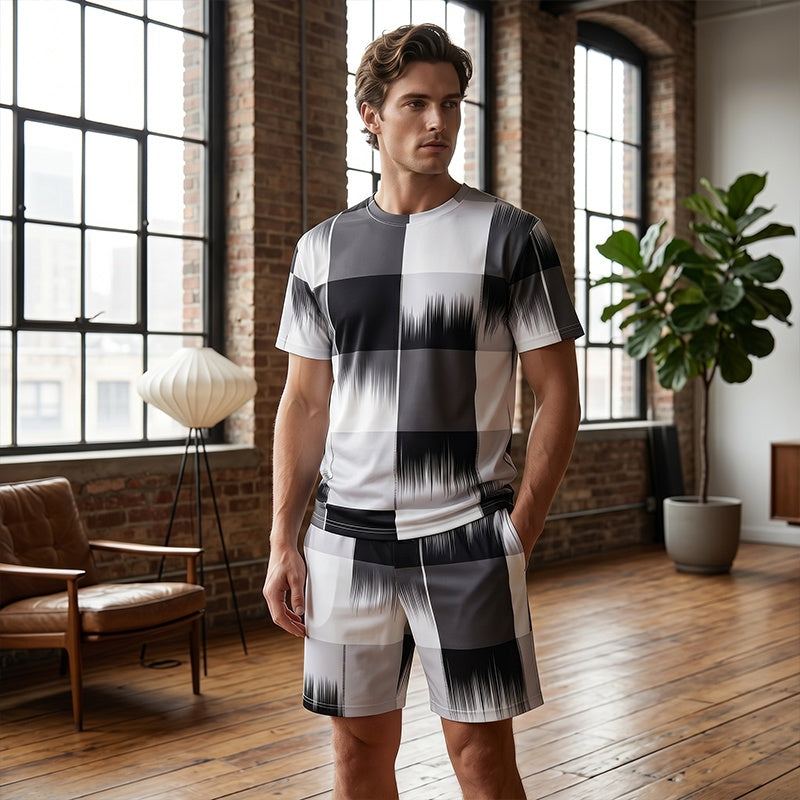 🔥2026 New Arrival ＆ Summer Hot Sale ＆ 49％ Off🔥Men's Abstract Print T-Shirt & Shorts Set