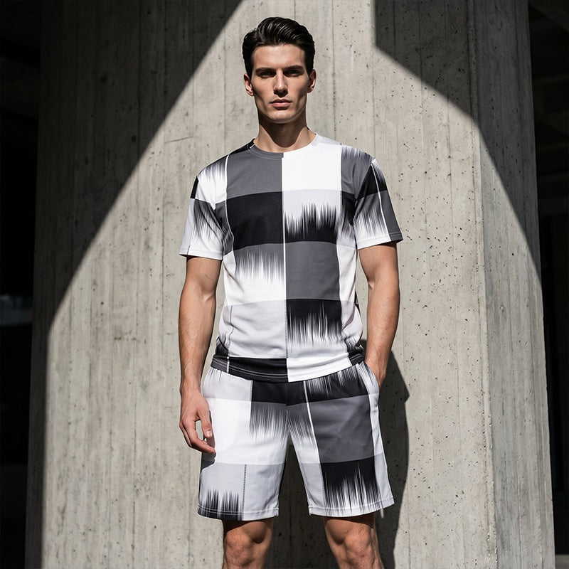 🔥2026 New Arrival ＆ Summer Hot Sale ＆ 49％ Off🔥Men's Abstract Print T-Shirt & Shorts Set