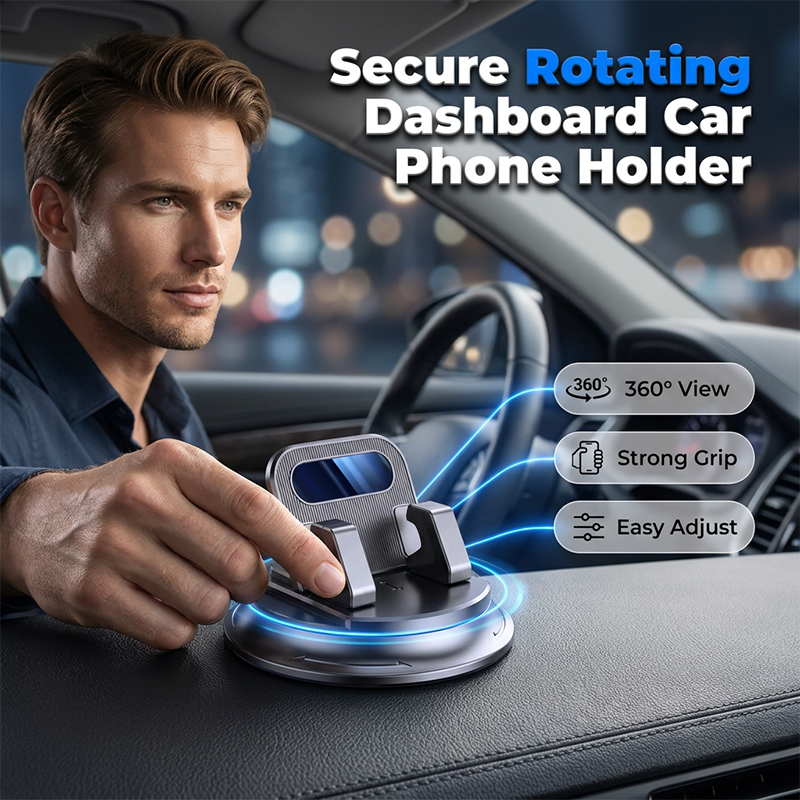 🚗 49% OFF NOW!📱 Rotating Dashboard Car Phone Holder – 360° Adjustable & Anti-Slip – Hands-Free Phone Mount 🛡️
