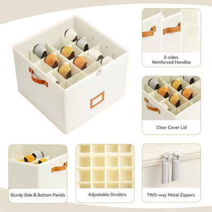 👟 49% OFF NOW!📦Shoe Storage Box for Closet Foldable Organiser with Clear Lid & Reinforced Handles Fits 16-Pair Slippers Space-Saving Bin for Closet Organisation✨