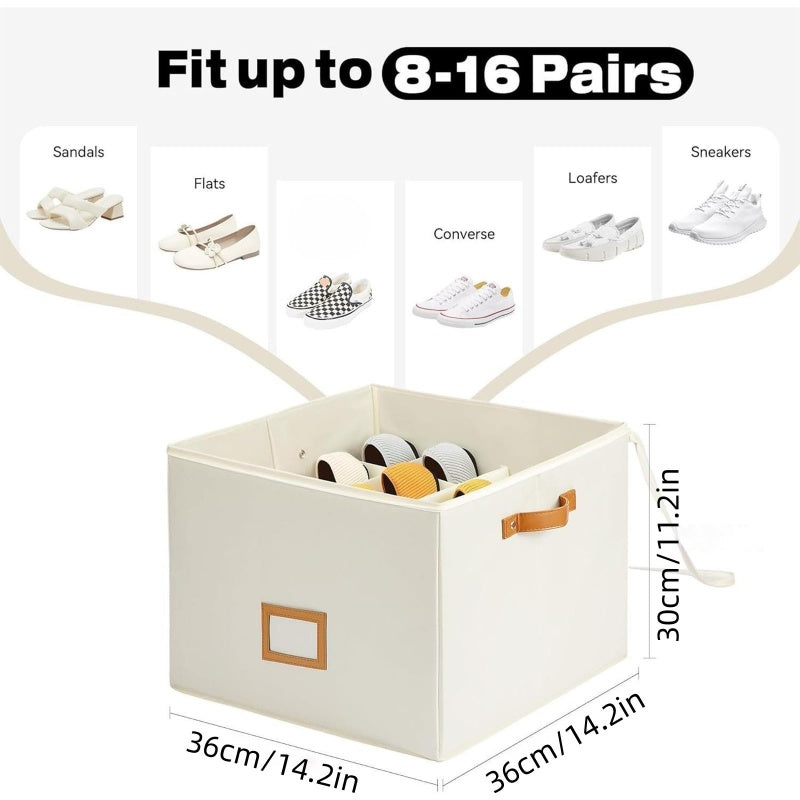 👟 49% OFF NOW!📦Shoe Storage Box for Closet Foldable Organiser with Clear Lid & Reinforced Handles Fits 16-Pair Slippers Space-Saving Bin for Closet Organisation✨