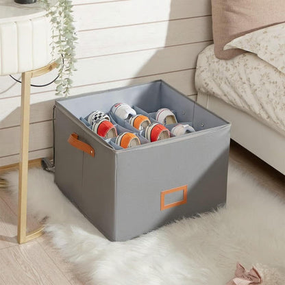👟 49% OFF NOW!📦Shoe Storage Box for Closet Foldable Organiser with Clear Lid & Reinforced Handles Fits 16-Pair Slippers Space-Saving Bin for Closet Organisation✨