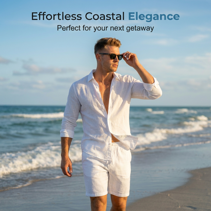 👔 LIMITED-TIME 49% OFF! ✨ Men's Linen Shirt & Shorts Set – Casual, Summer, Breezy ✨