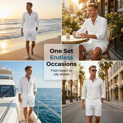 👔 LIMITED-TIME 49% OFF! ✨ Men's Linen Shirt & Shorts Set – Casual, Summer, Breezy ✨