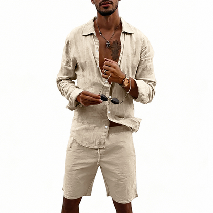 👔 LIMITED-TIME 49% OFF! ✨ Men's Linen Shirt & Shorts Set – Casual, Summer, Breezy ✨