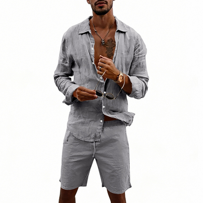 👔 LIMITED-TIME 49% OFF! ✨ Men's Linen Shirt & Shorts Set – Casual, Summer, Breezy ✨