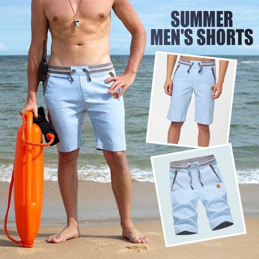 🩳 LIMITED-TIME 49% OFF! ✨ Men's Color-Block Shorts – Drawstring, Cotton Blend, Casual ✨