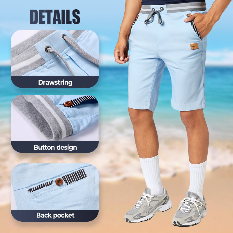 🩳 LIMITED-TIME 49% OFF! ✨ Men's Color-Block Shorts – Drawstring, Cotton Blend, Casual ✨