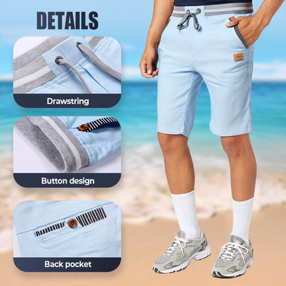 🩳 LIMITED-TIME 49% OFF! ✨ Men's Color-Block Shorts – Drawstring, Cotton Blend, Casual ✨