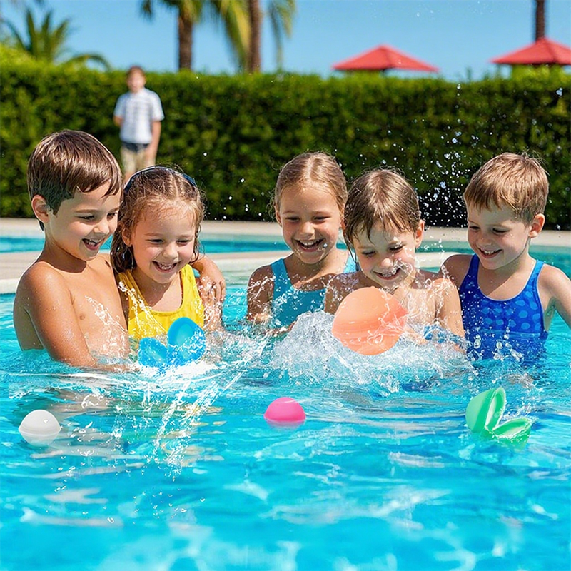 🎈 49% OFF NOW! 💧 12 PCS Non-Magnetic Silicone Water Balloon Toy – Reusable, leak-proof & eco-friendly – perfect for pool fights, beach fun or summer parties 💦