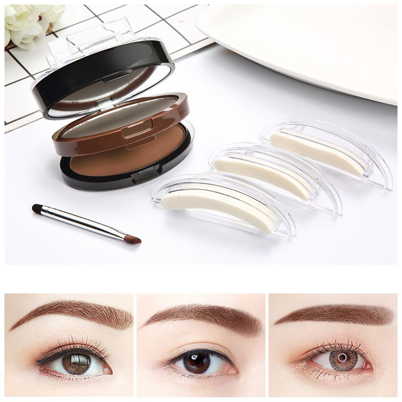 💄49% OFF NOW ! 🖌️2-Color Waterproof Eyebrow Stamp Powder Kit, Smudge-Proof Quick Natural Full Brow Makeup with Dual-End Brush