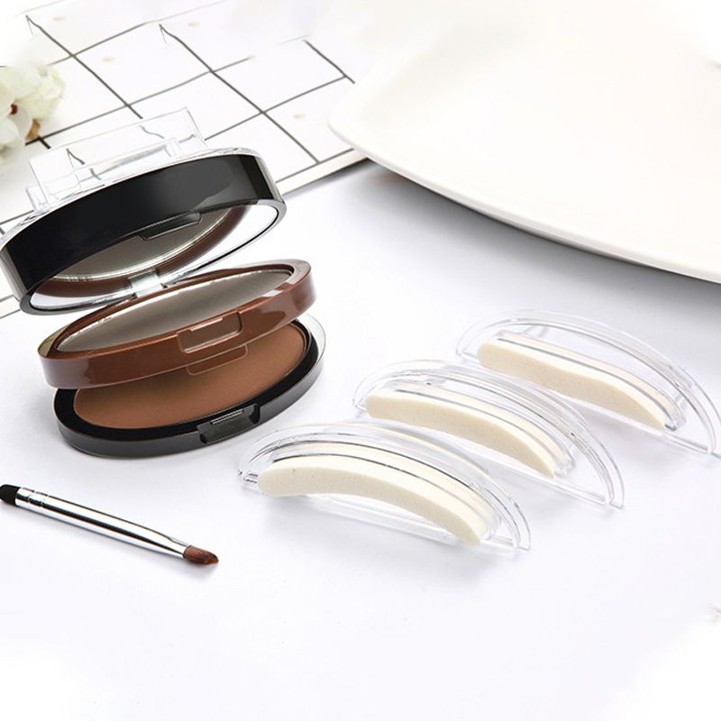 💄49% OFF NOW ! 🖌️2-Color Waterproof Eyebrow Stamp Powder Kit, Smudge-Proof Quick Natural Full Brow Makeup with Dual-End Brush