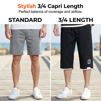 🩳 49% OFF NOW!❄️ Men's Ice Silk Capri Shorts – Breathable & Ultra-Light – Cool 3/4 Lounge Pants 🌬️
