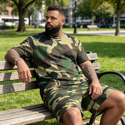 👕 49% OFF NOW! 🌿 Men's Camouflage Print T-Shirt & Shorts Set – Breathable cotton, relaxed fit & perfect for outdoor, sports or casual summer days 🩳