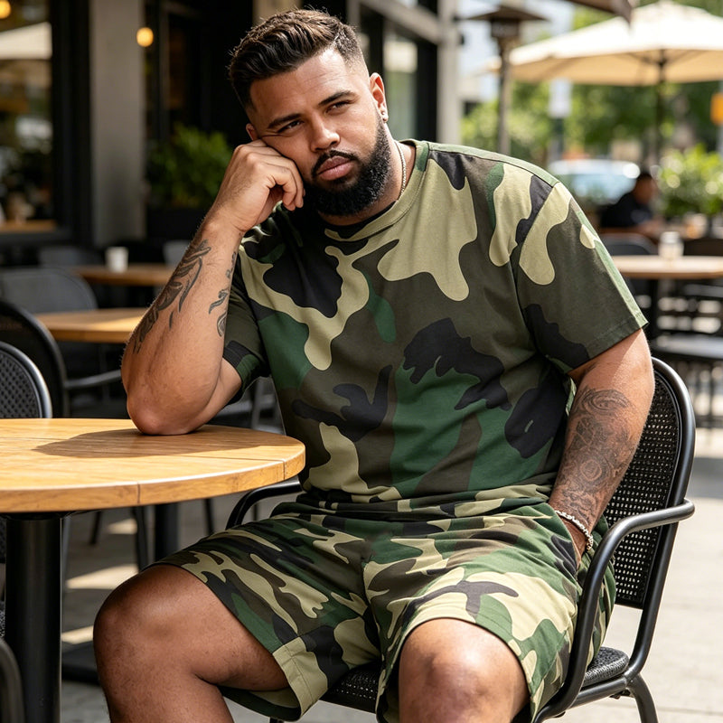 👕 49% OFF NOW! 🌿 Men's Camouflage Print T-Shirt & Shorts Set – Breathable cotton, relaxed fit & perfect for outdoor, sports or casual summer days 🩳