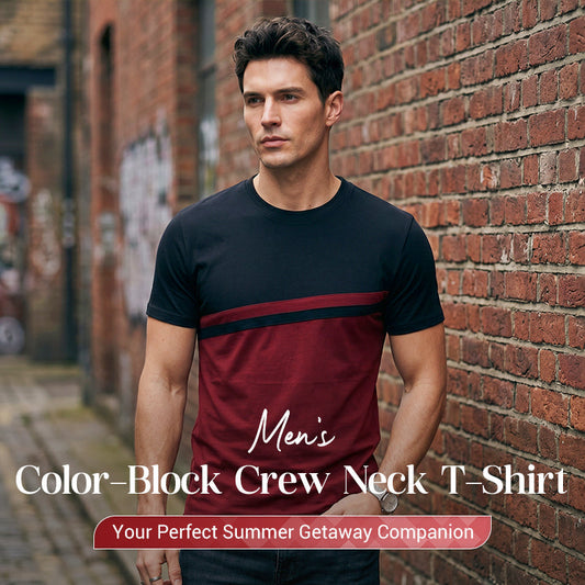 👕 49% OFF NOW! 🎨 Men's Color-Block Crew Neck T-Shirt – Soft cotton, modern cut & perfect for daily wear, sports or casual outings ✨