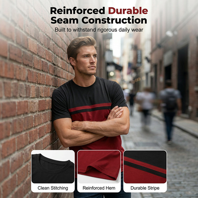 👕 49% OFF NOW! 🎨 Men's Color-Block Crew Neck T-Shirt – Soft cotton, modern cut & perfect for daily wear, sports or casual outings ✨